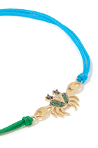 Crab Thread Bracelet, 9k Yellow Gold with Diamond & Tsavorite